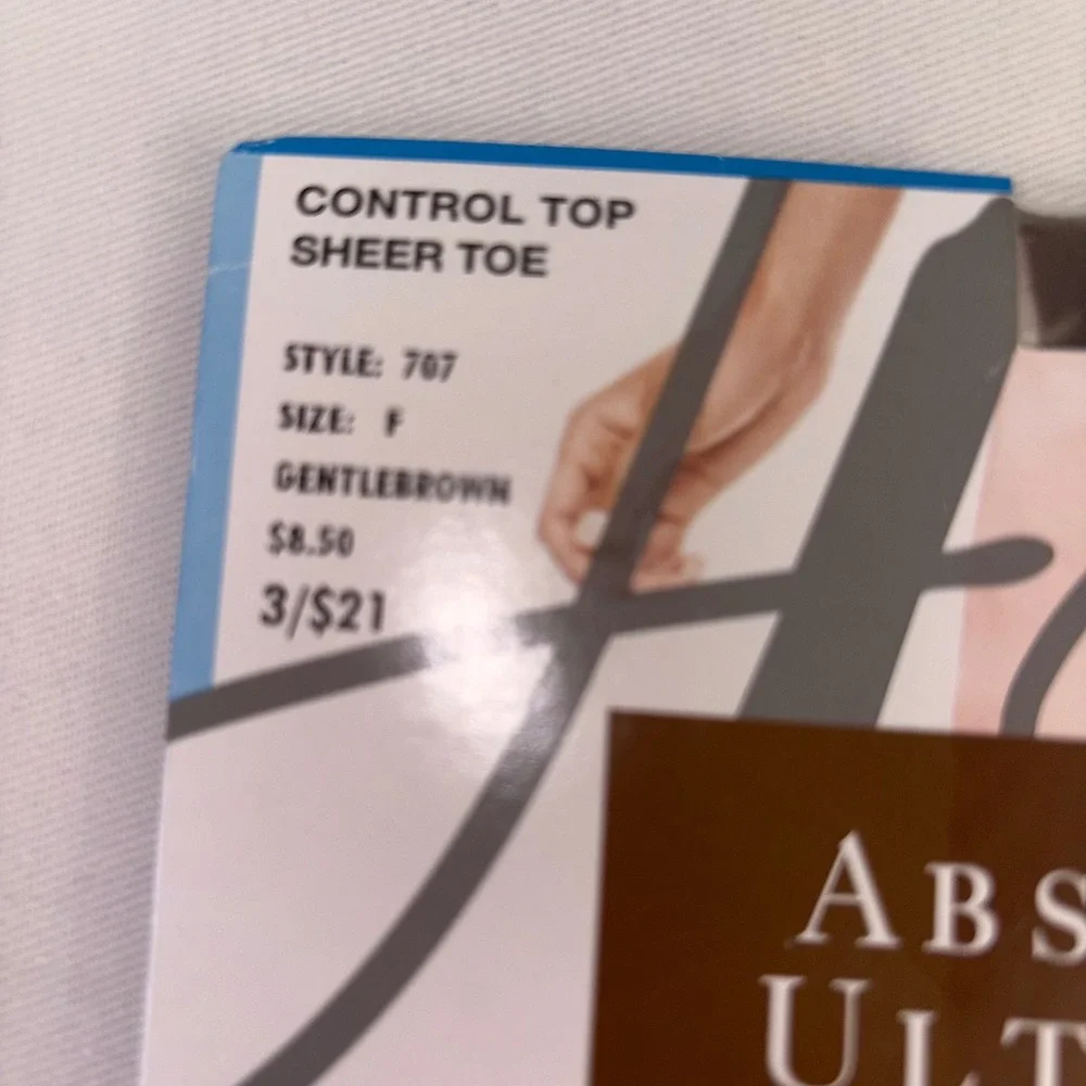 Hanes Absolutely Ultra Sheer Control Top Pantyhose Tights Gentle Brown‎ Size F